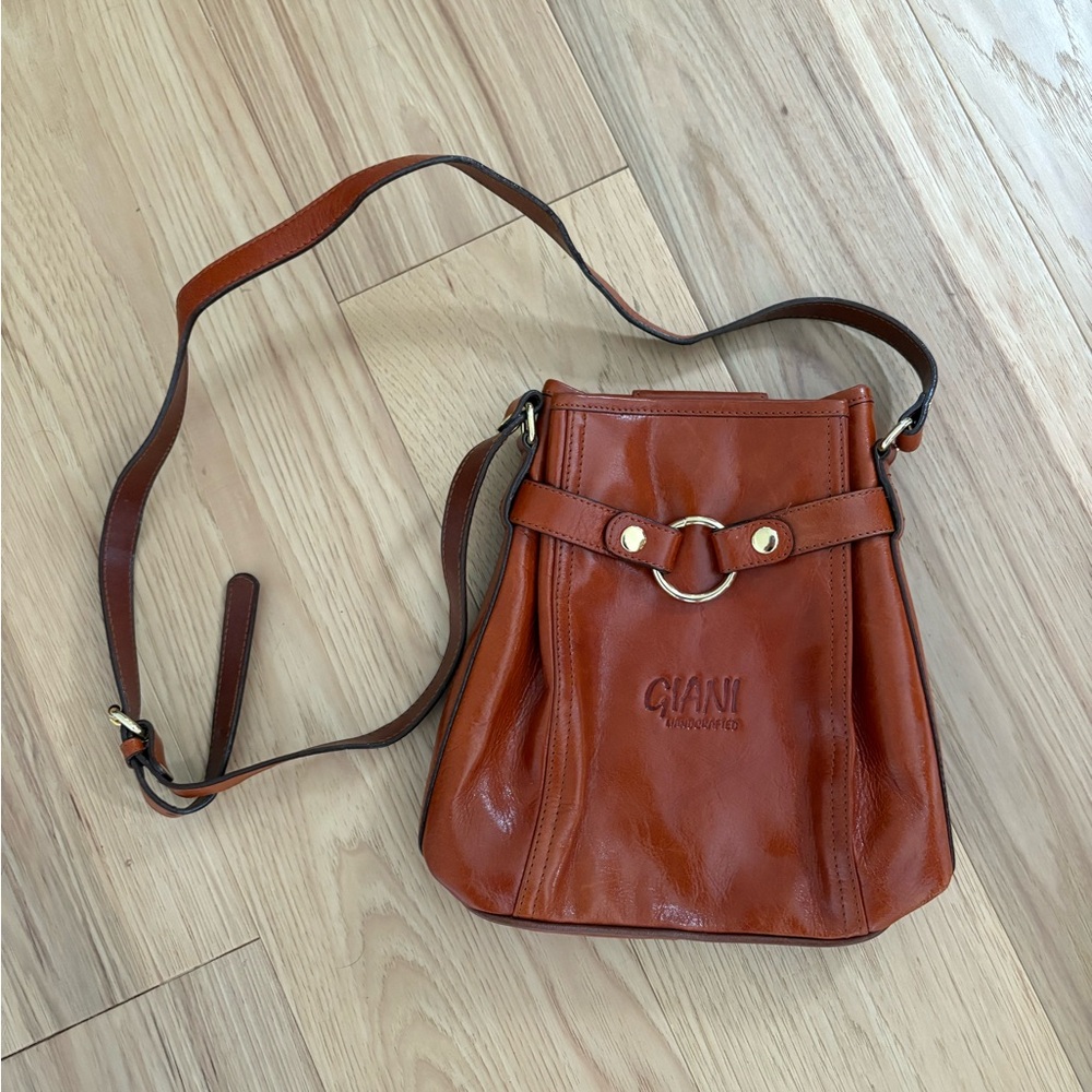 NWOT Vintage Rust Orange Leather Bucket Bag